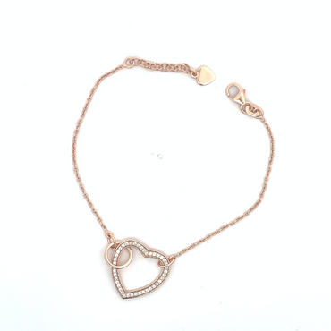 Heart charm bracelet with stones