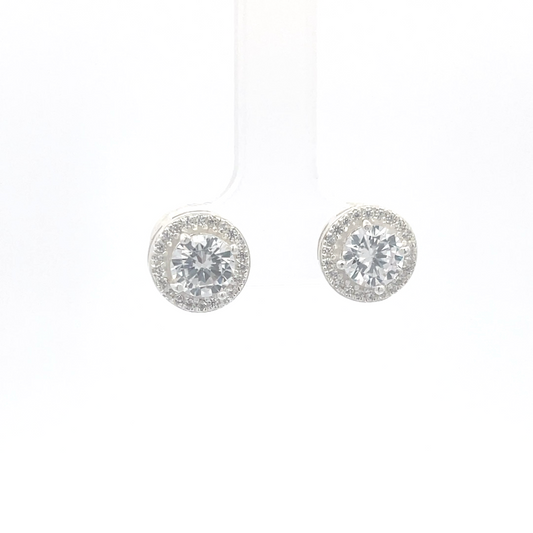 Halo earrings with cubic zirconia