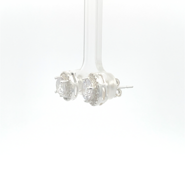 Halo earrings with cubic zirconia