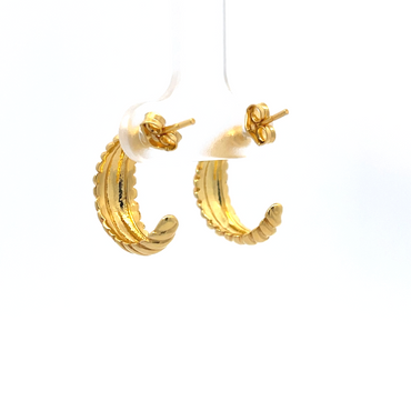 925 Silver Textured Hoop Earrings with Gold Plating