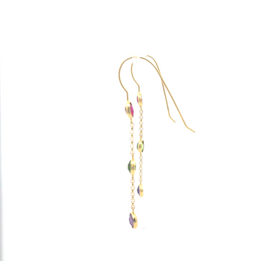 Vergoldete Ohrhänger mit bunten Edelsteinen