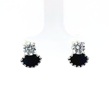 925 Silber Blumen Ohrstecker mit schwarzer Emaille