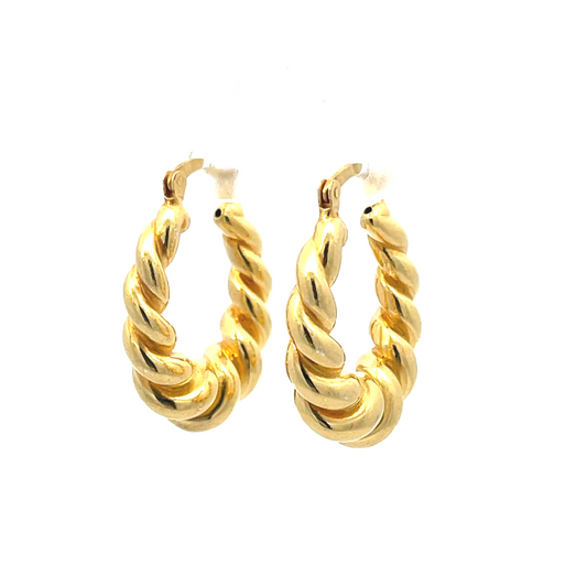 925 Silver Gold-Plated Twisted Hoop Earrings