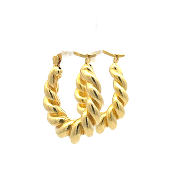 925 Silver Gold-Plated Twisted Hoop Earrings