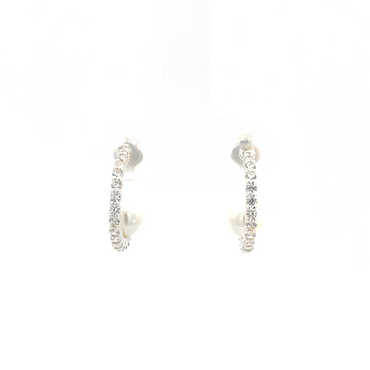 925 Silver Pearl and Zirconia C-Shape Earrings