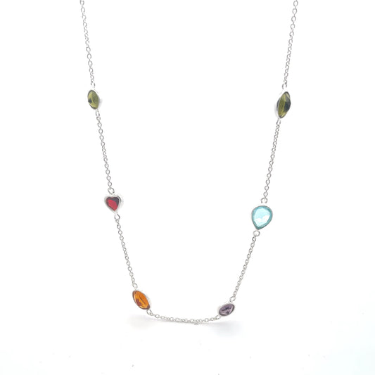 925 Silver Multi-Stone Necklace for Women and Teens