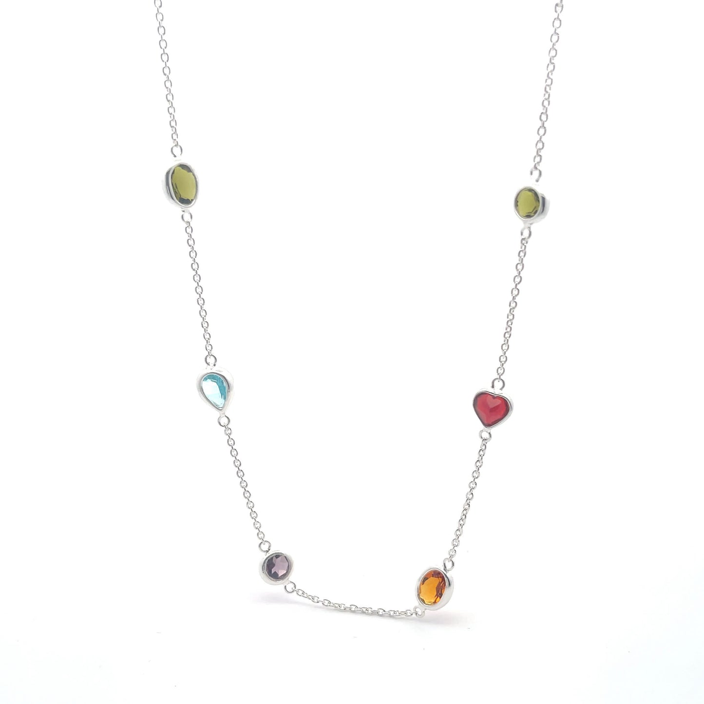 925 Silver Multi-Stone Necklace for Women and Teens