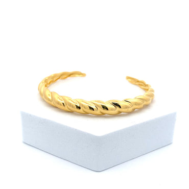 925 Sterling Silver Yellow Gold-Plated Twisted Bangle Bracelet for Women