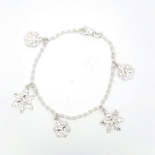925 Sterling Silver Snowflake Charm Bracelet