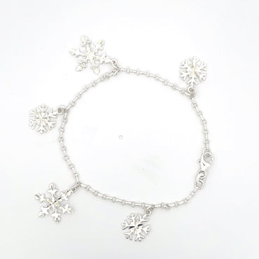 925 Sterling Silver Snowflake Charm Bracelet