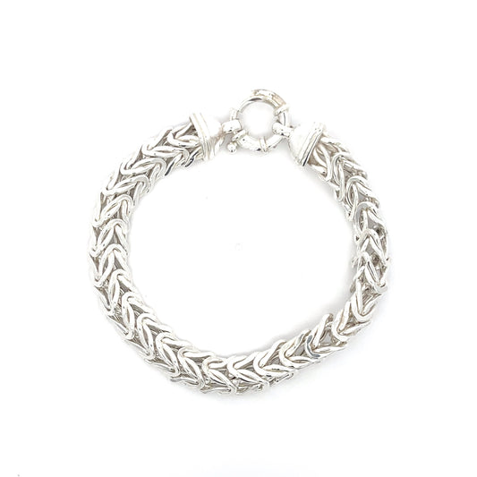 925 Sterling Silver Braided Chain Bracelet with Textured Links