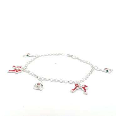 925 Sterling Silver Christmas Ribbon Charm Bracelet
