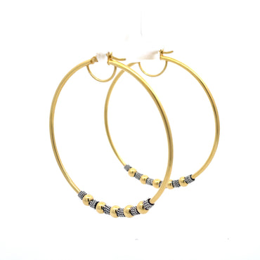 925 Silver Gold-Plated Hoop Earrings with Silver and Black Accents