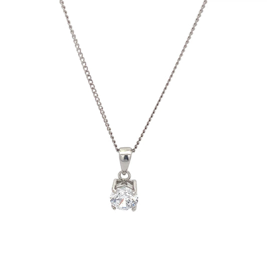 925 Silver Pendant Necklace with Crystal Drop for Women and Teens