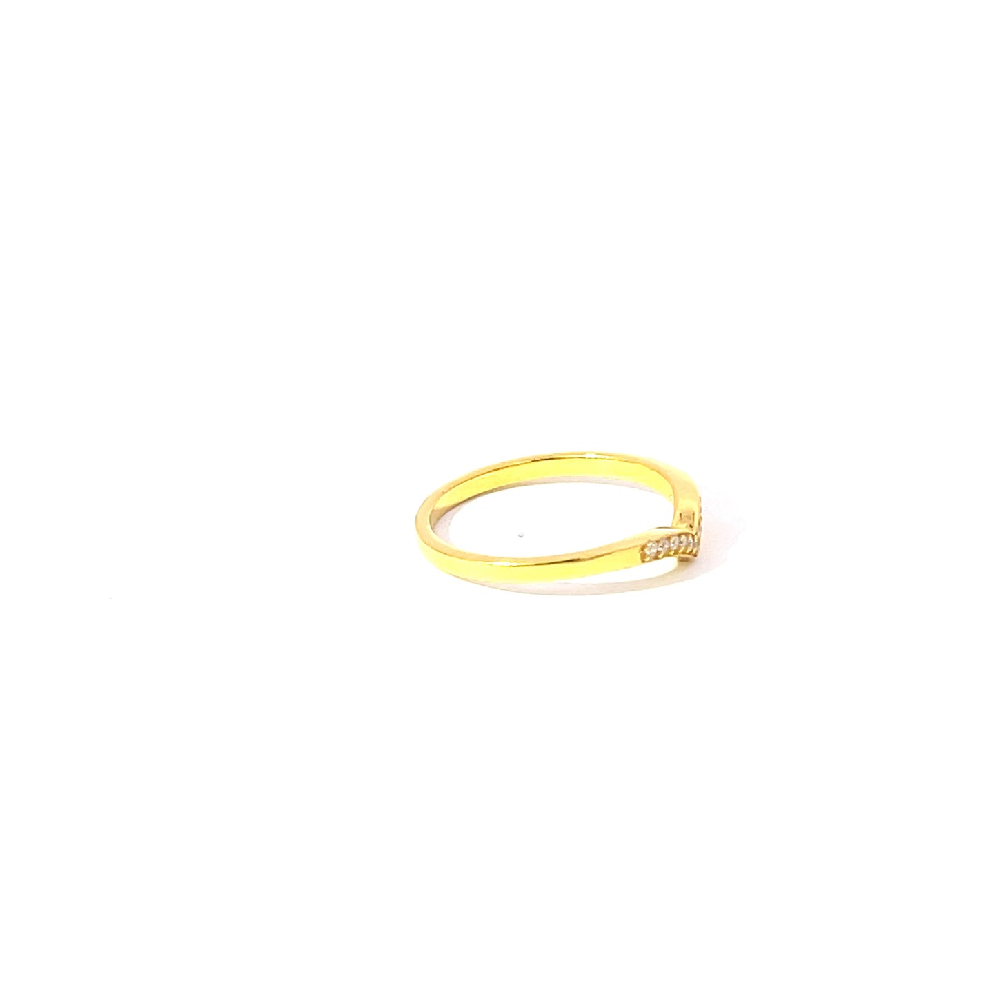 925 Silver 14K Yellow Gold-Plated Chevron Ring with Sparkling Zircon