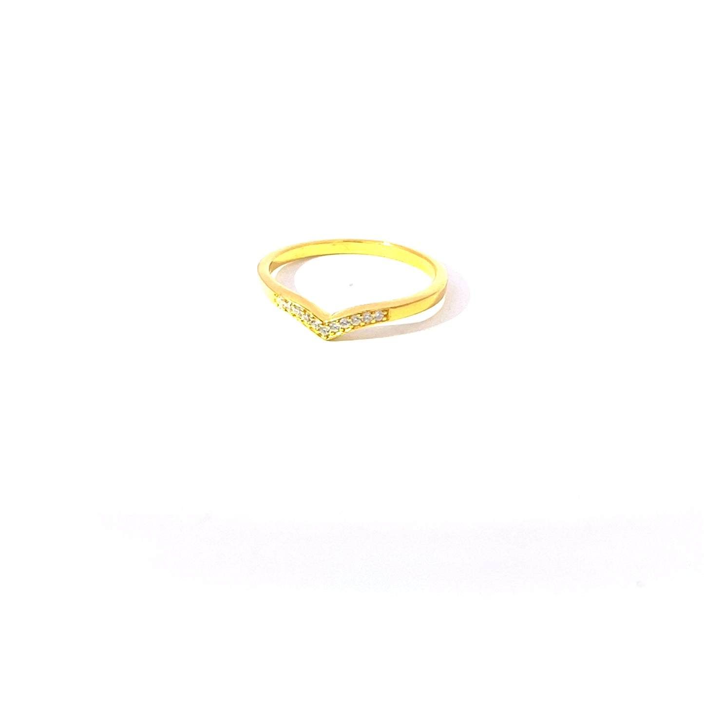 925 Silver 14K Yellow Gold-Plated Chevron Ring with Sparkling Zircon