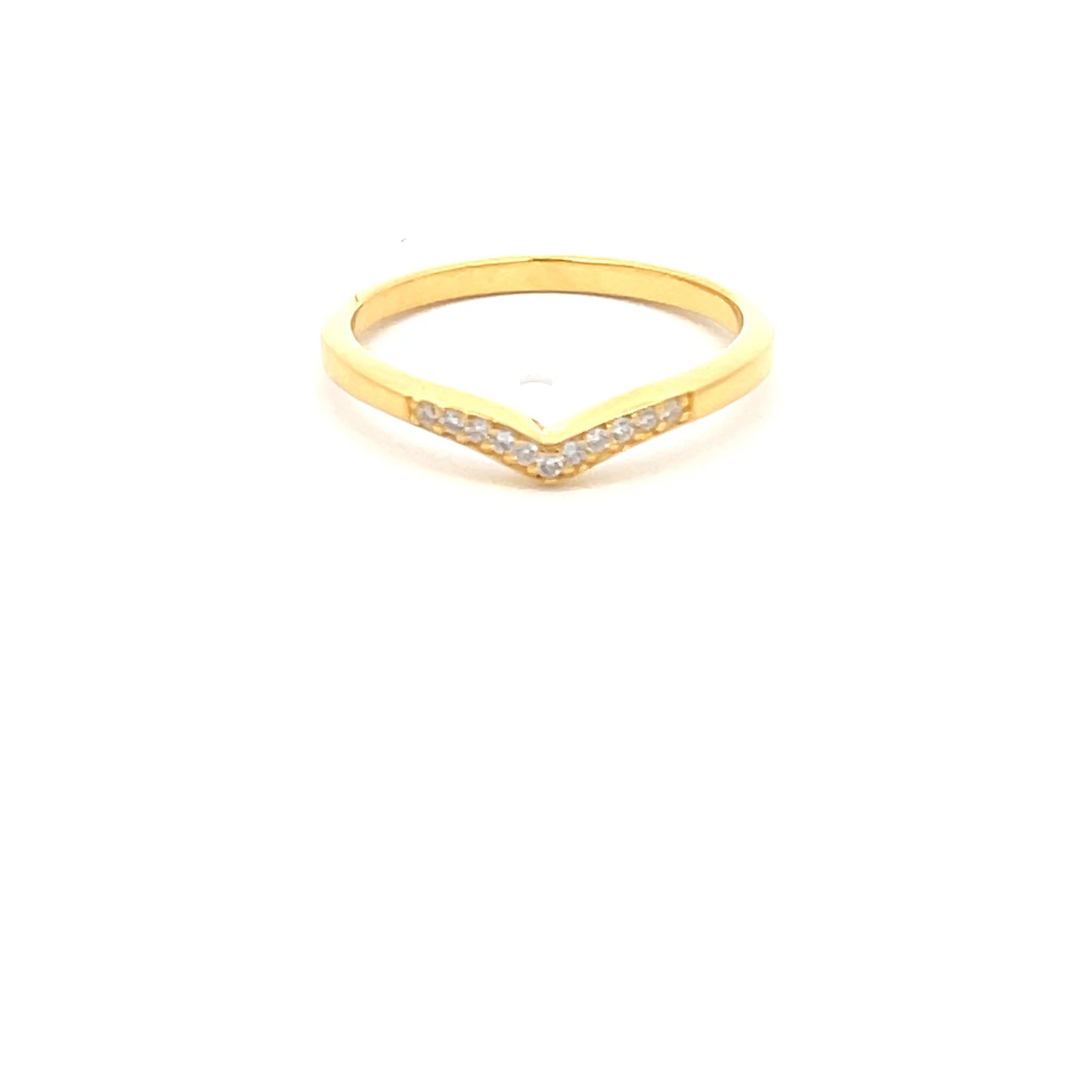 925 Silver 14K Yellow Gold-Plated Chevron Ring with Sparkling Zircon