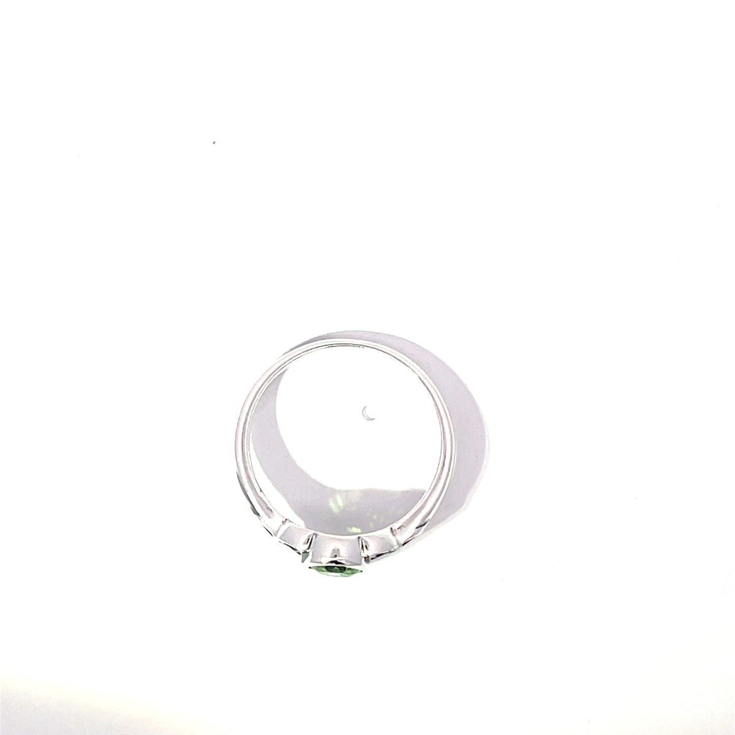 925 Silver Ring with Green Zircon and Filigree Touch