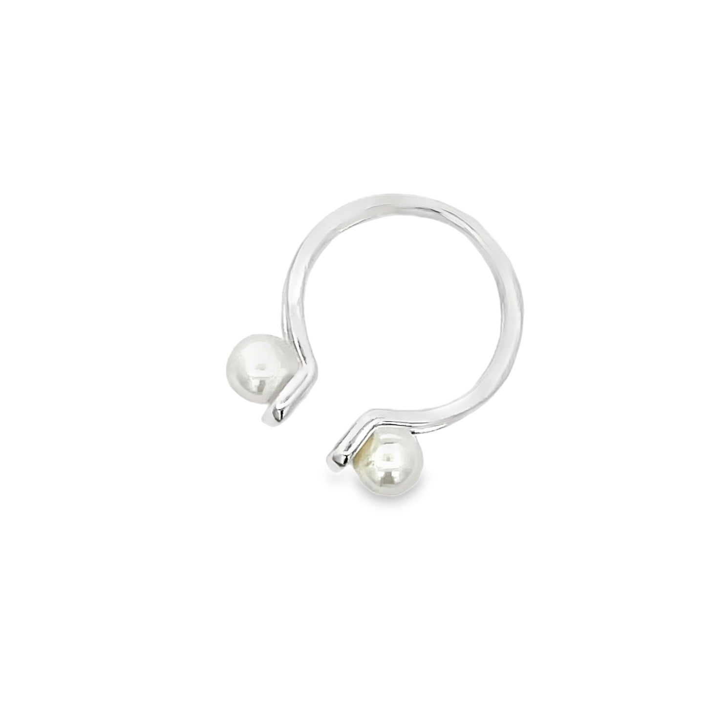 925 Silver Open Ring with Dual Synthetic Pearls