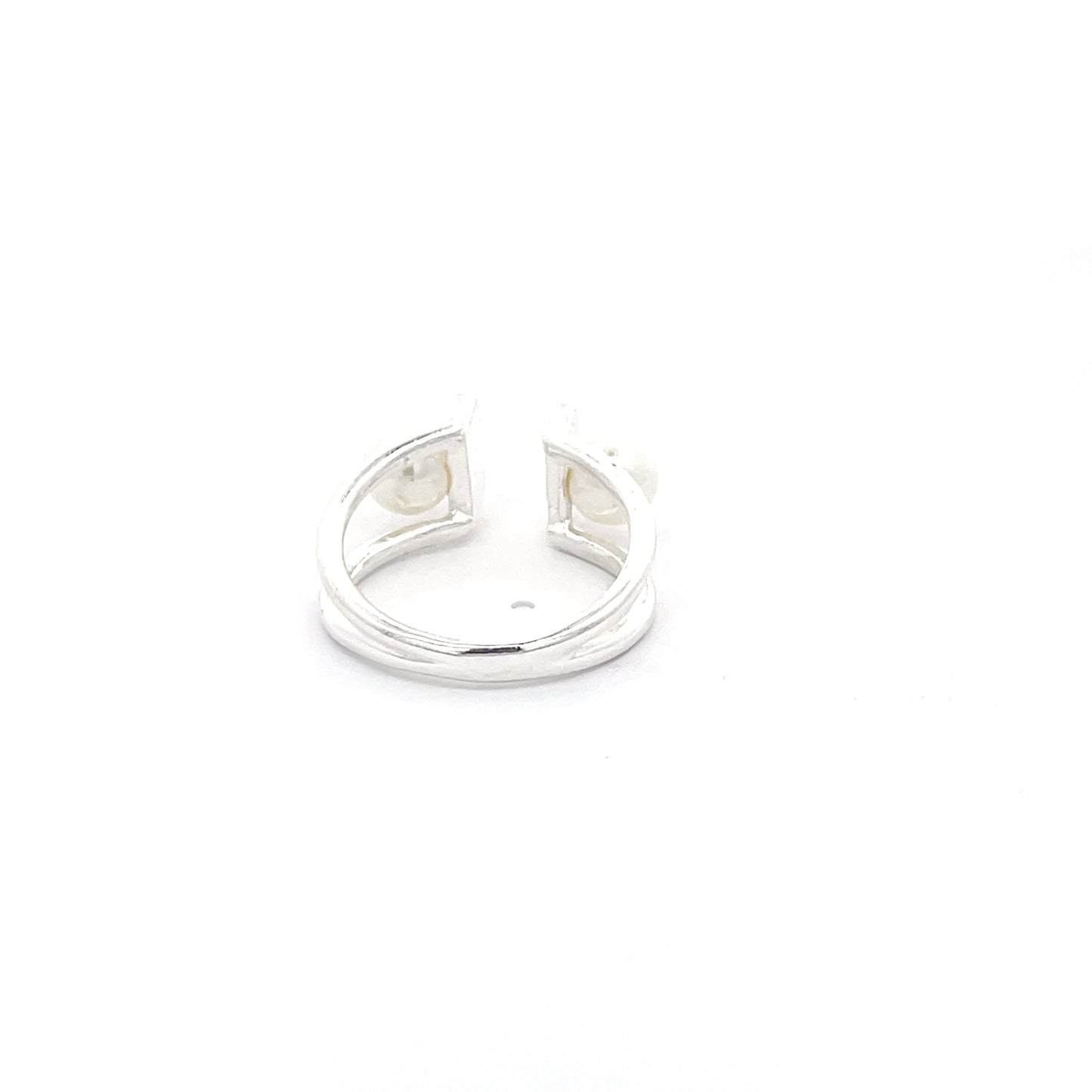 925 Silver Open Ring with Dual Synthetic Pearls