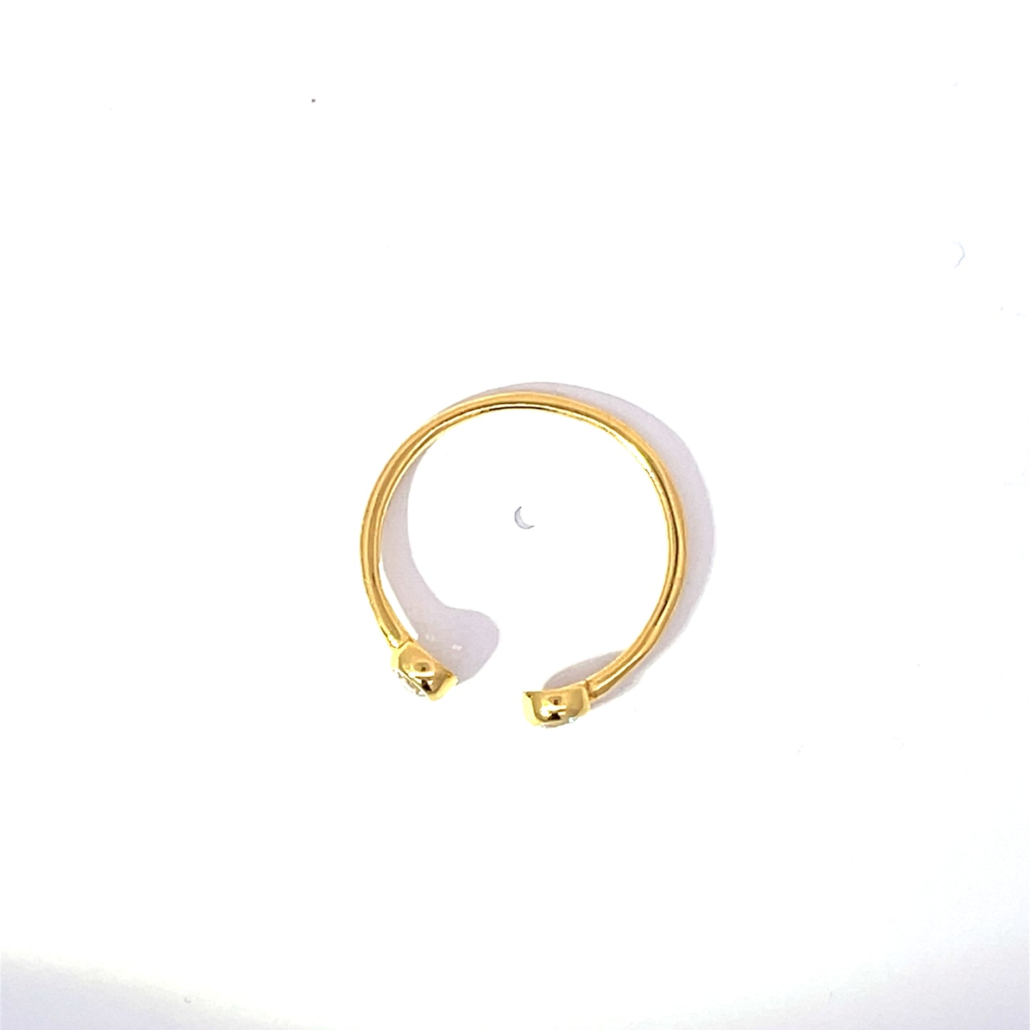 925 Silver 14K Yellow Gold-Plated Open Ring with Zircon Sparkle