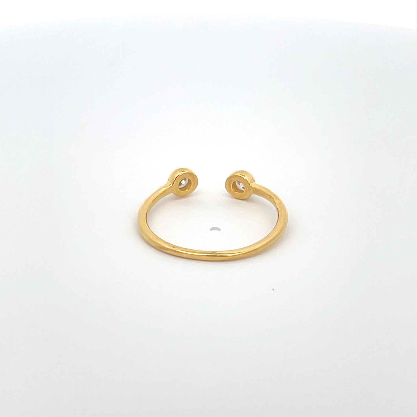 925 Silver 14K Yellow Gold-Plated Open Ring with Zircon Sparkle
