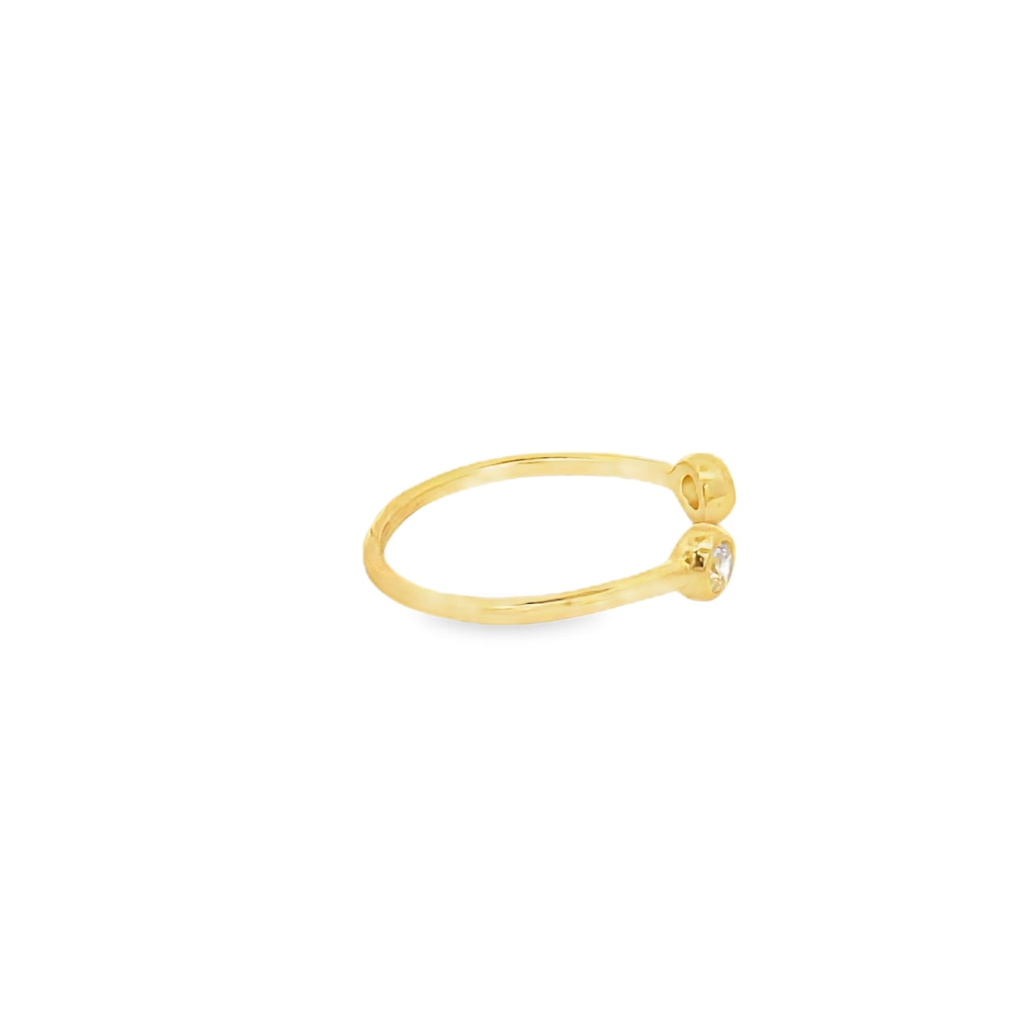 925 Silver 14K Yellow Gold-Plated Open Ring with Zircon Sparkle