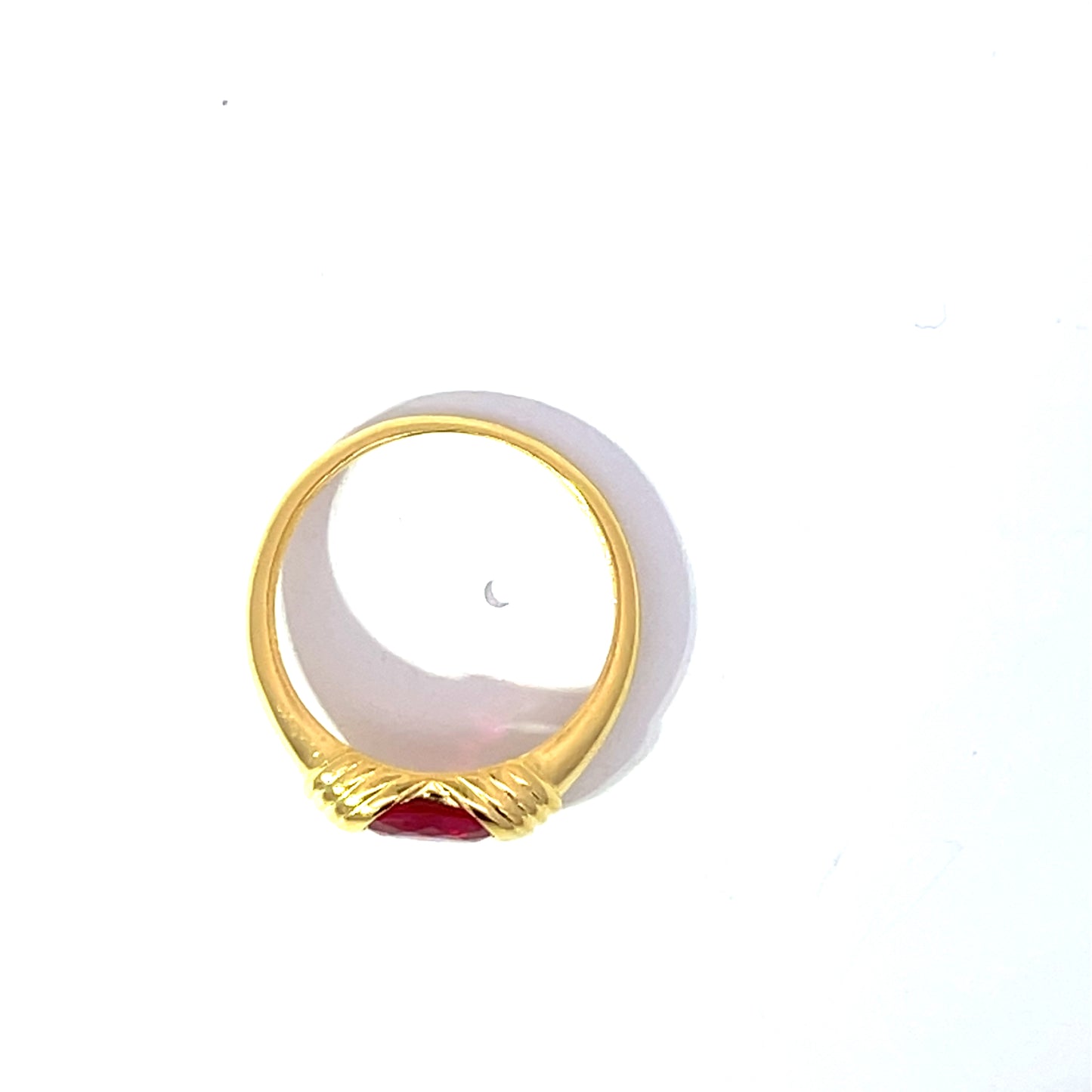 925 Silver 14K Yellow Gold-Plated Ring with Ruby Red Zircon