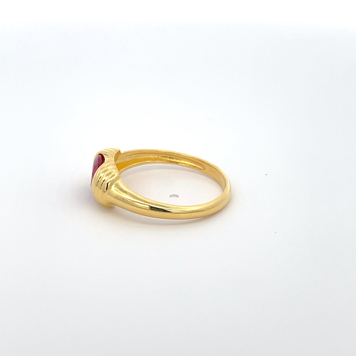 925 Silver 14K Yellow Gold-Plated Ring with Ruby Red Zircon