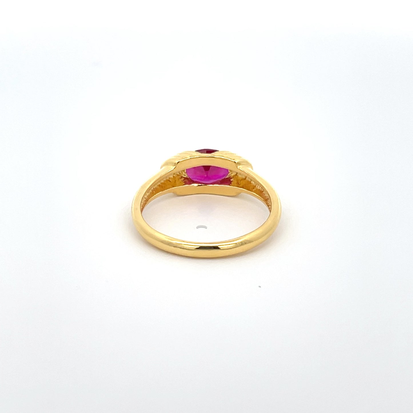 925 Silver 14K Yellow Gold-Plated Ring with Ruby Red Zircon