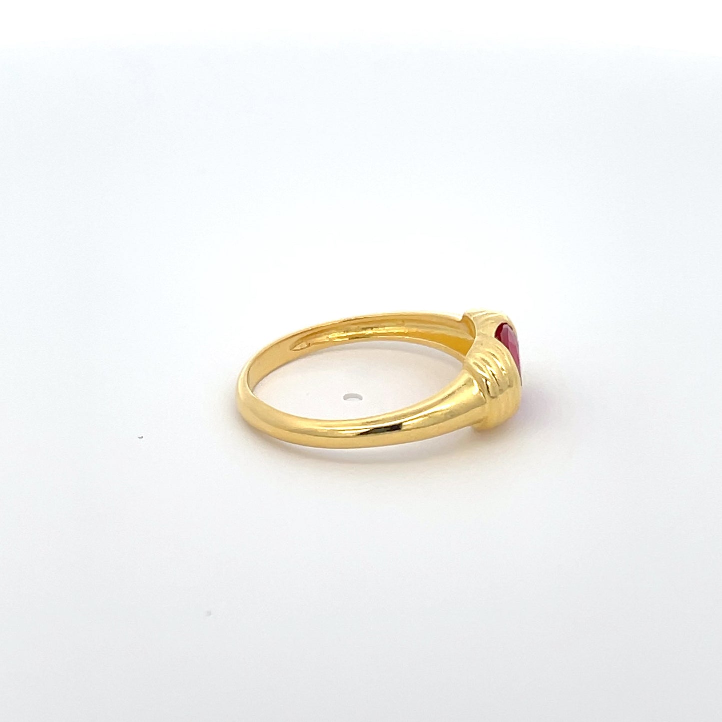925 Silver 14K Yellow Gold-Plated Ring with Ruby Red Zircon