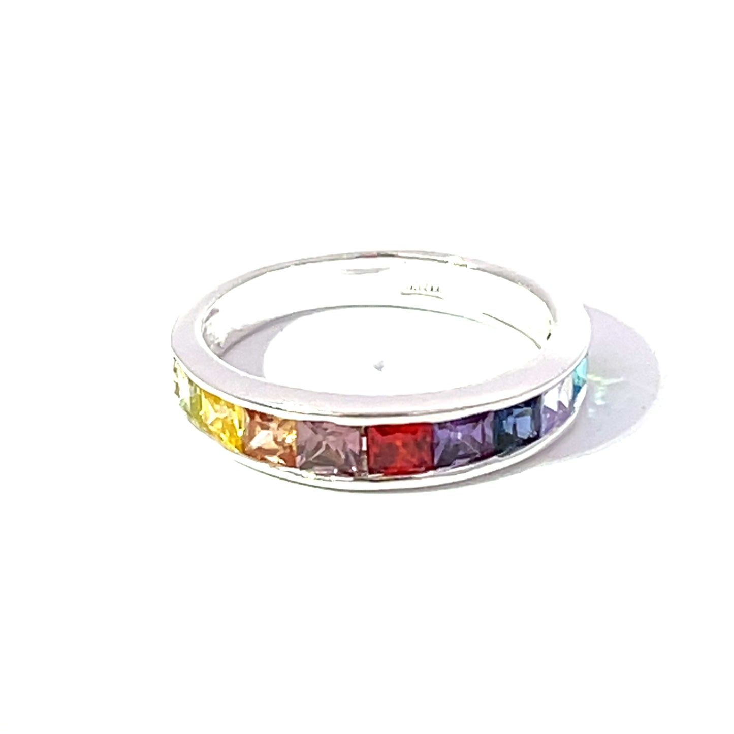 925 Silver Multicolor Zircon Band Ring – Rainbow Sparkle