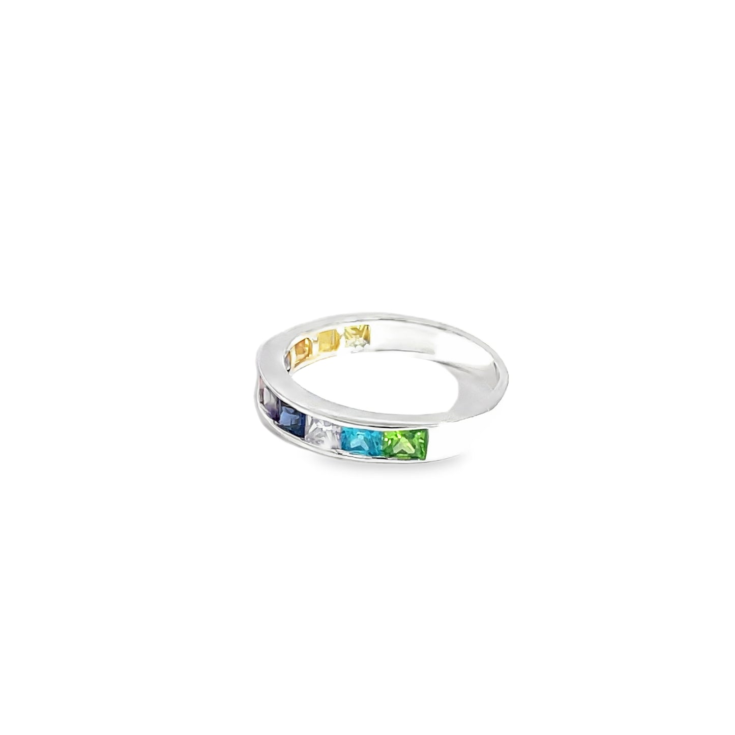 925 Silver Multicolor Zircon Band Ring – Rainbow Sparkle
