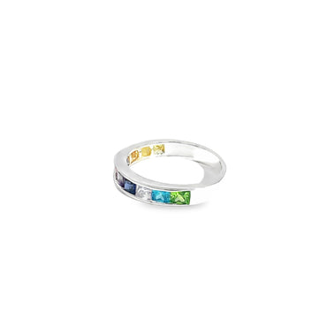 925 Silber Mehrfarbiger Zirkon Bandring – Regenbogenfunkeln