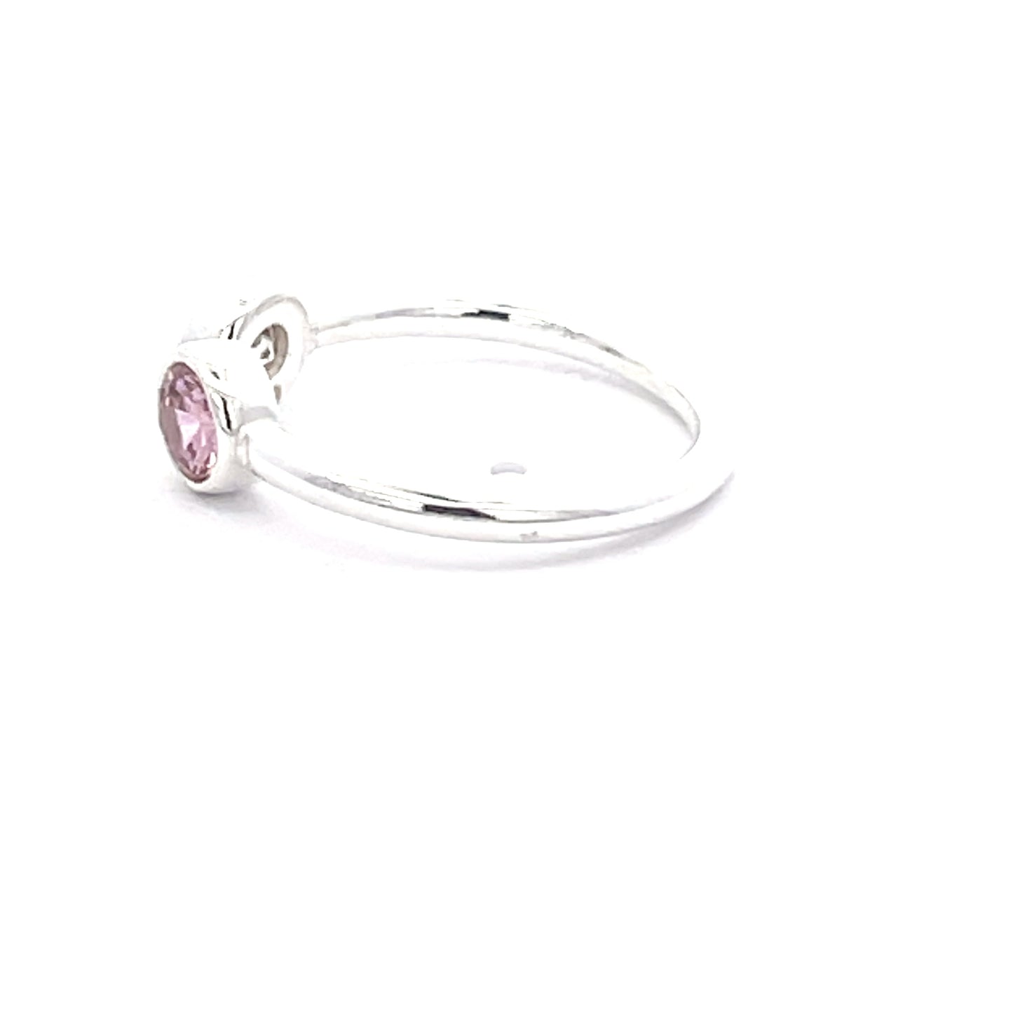 925 Silver Open Ring with White and Pink Zircon