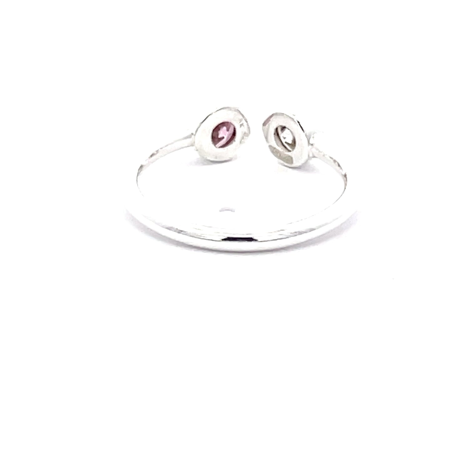 925 Silver Open Ring with White and Pink Zircon