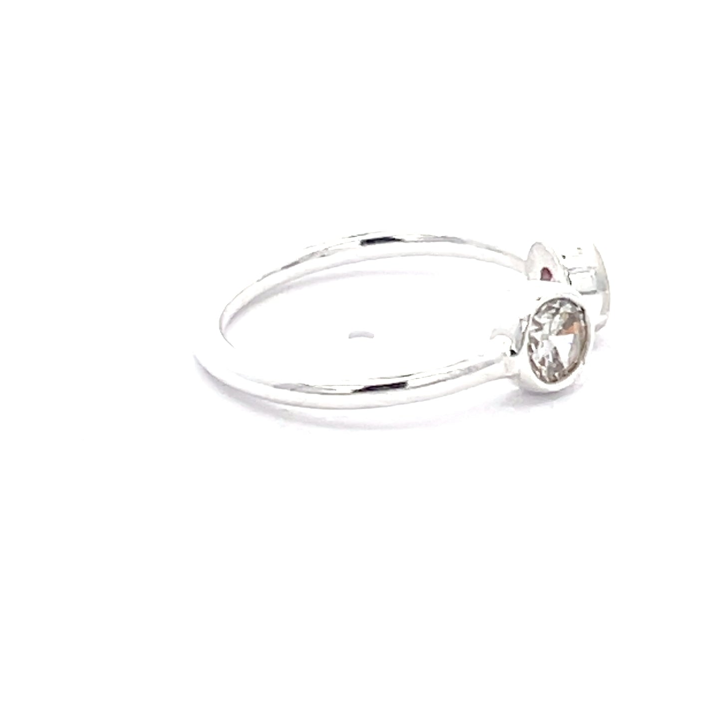 925 Silver Open Ring with White and Pink Zircon