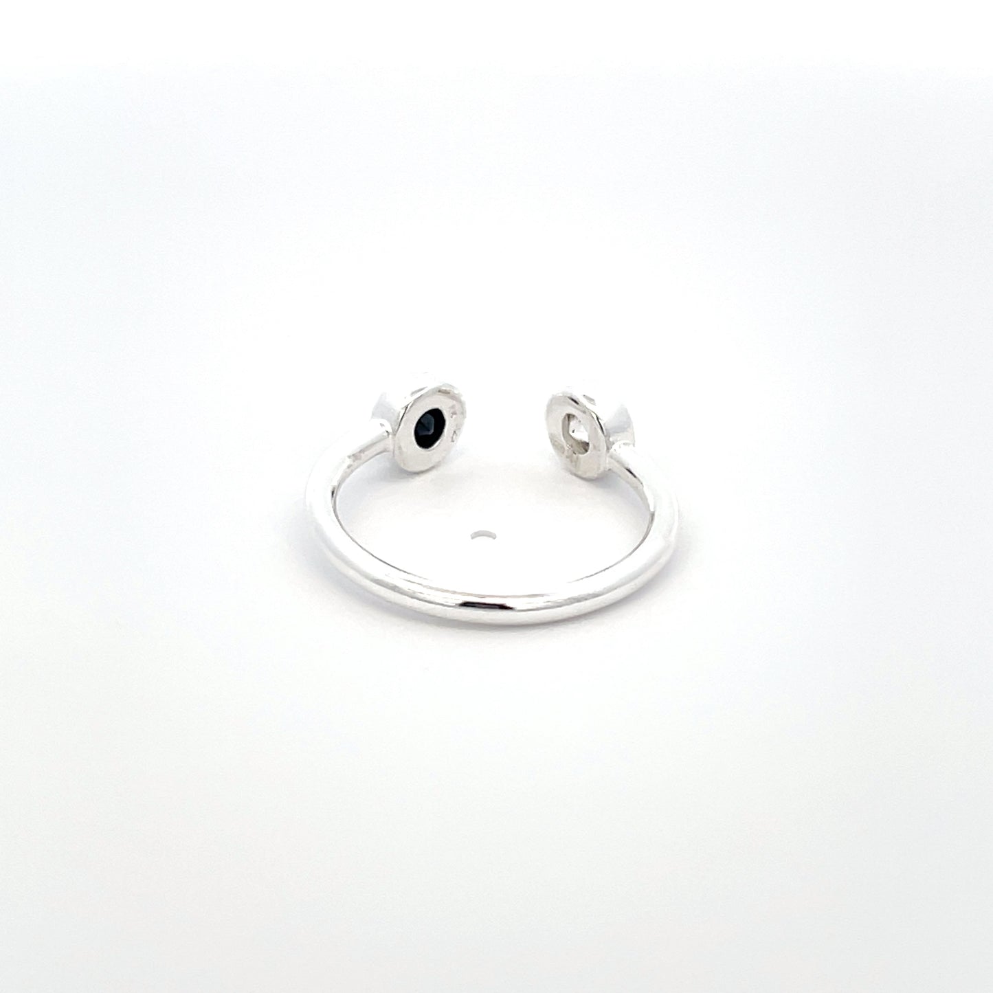 925 Silver Open Ring with White and Black Zircon