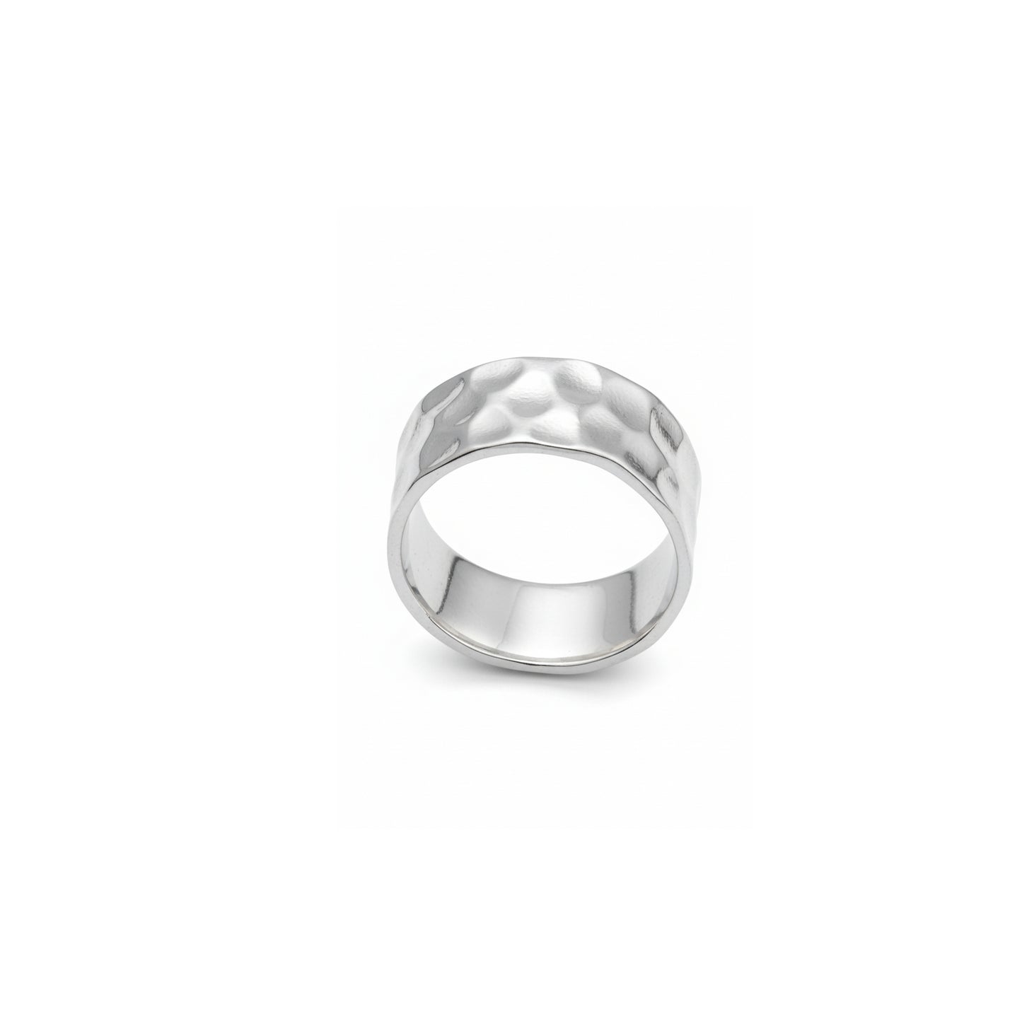 925 Silver Hammered Band Ring – Textured Elegance