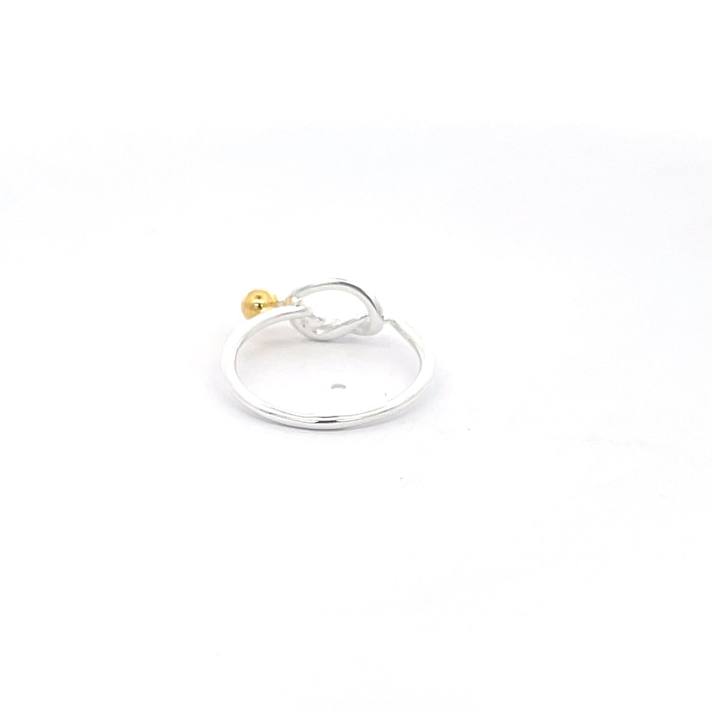 925 Silver Knot Ring with Gold-Plated Bead Accent