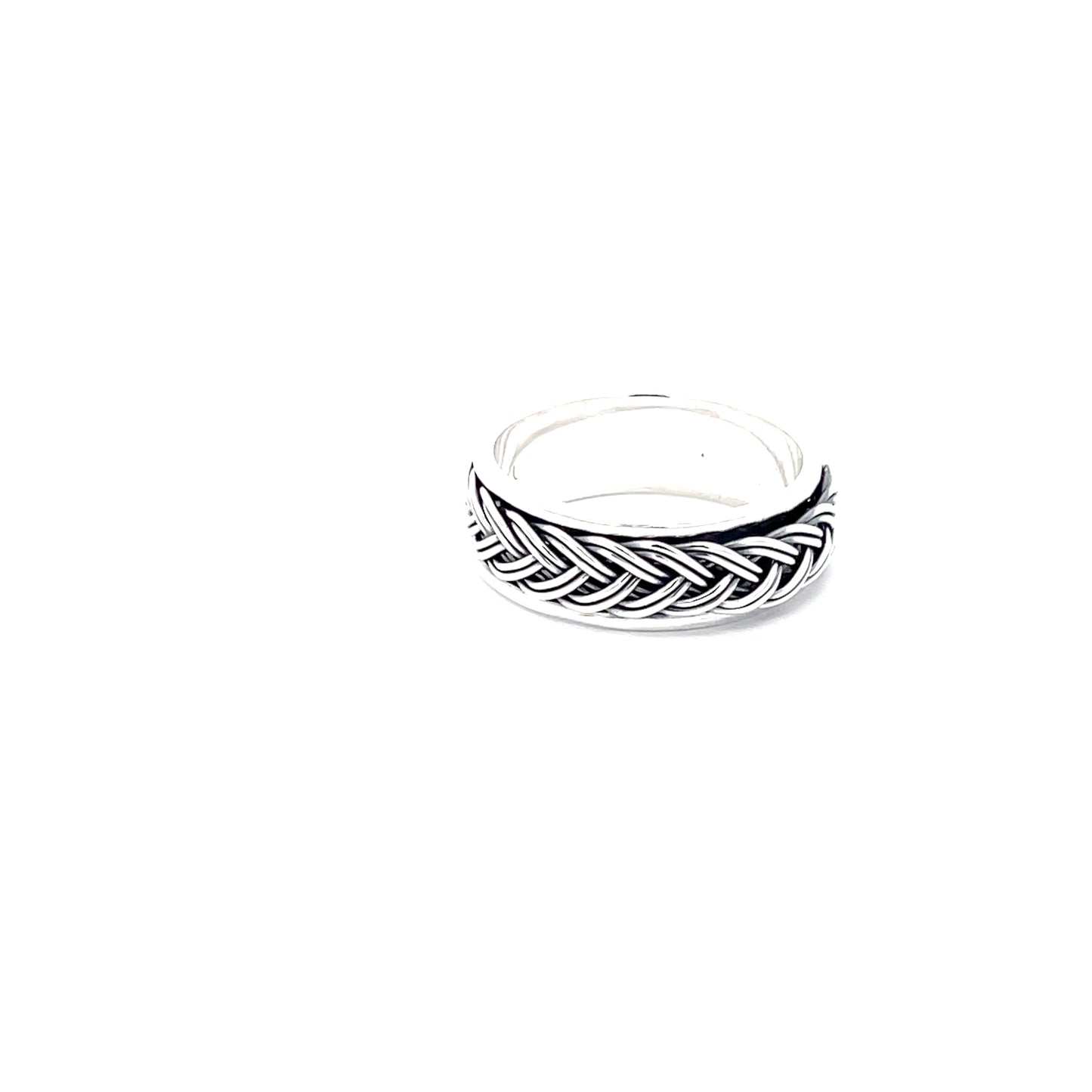 925 Silver Braided Band Ring –Handwoven Textured Statement Jewelry