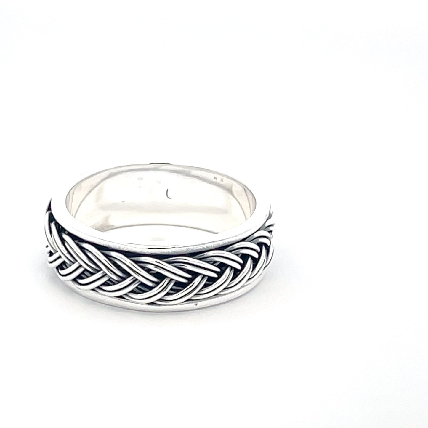 925 Silver Braided Band Ring –Handwoven Textured Statement Jewelry