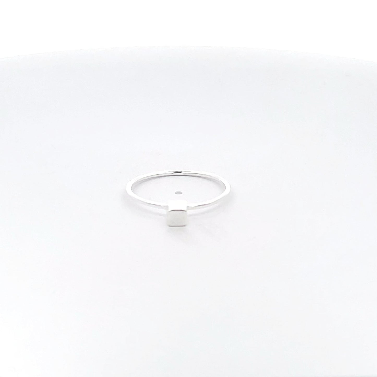 925 Silver Minimalist Cube Ring – Modern Chic