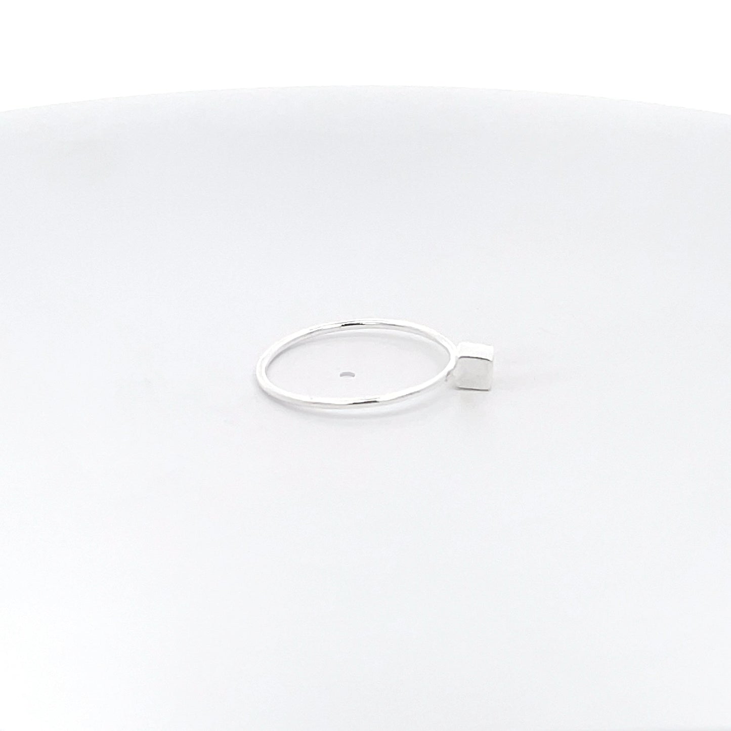 925 Silver Minimalist Cube Ring – Modern Chic