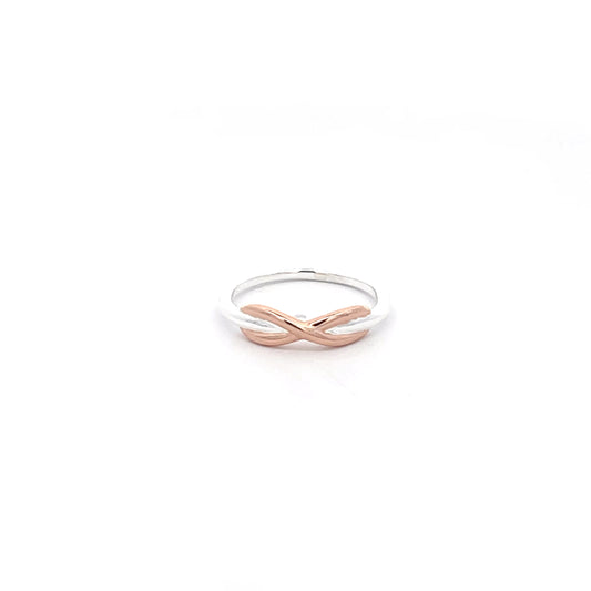 925 Silber Zweifarbiger Infinity Ring – Roségold & Silber