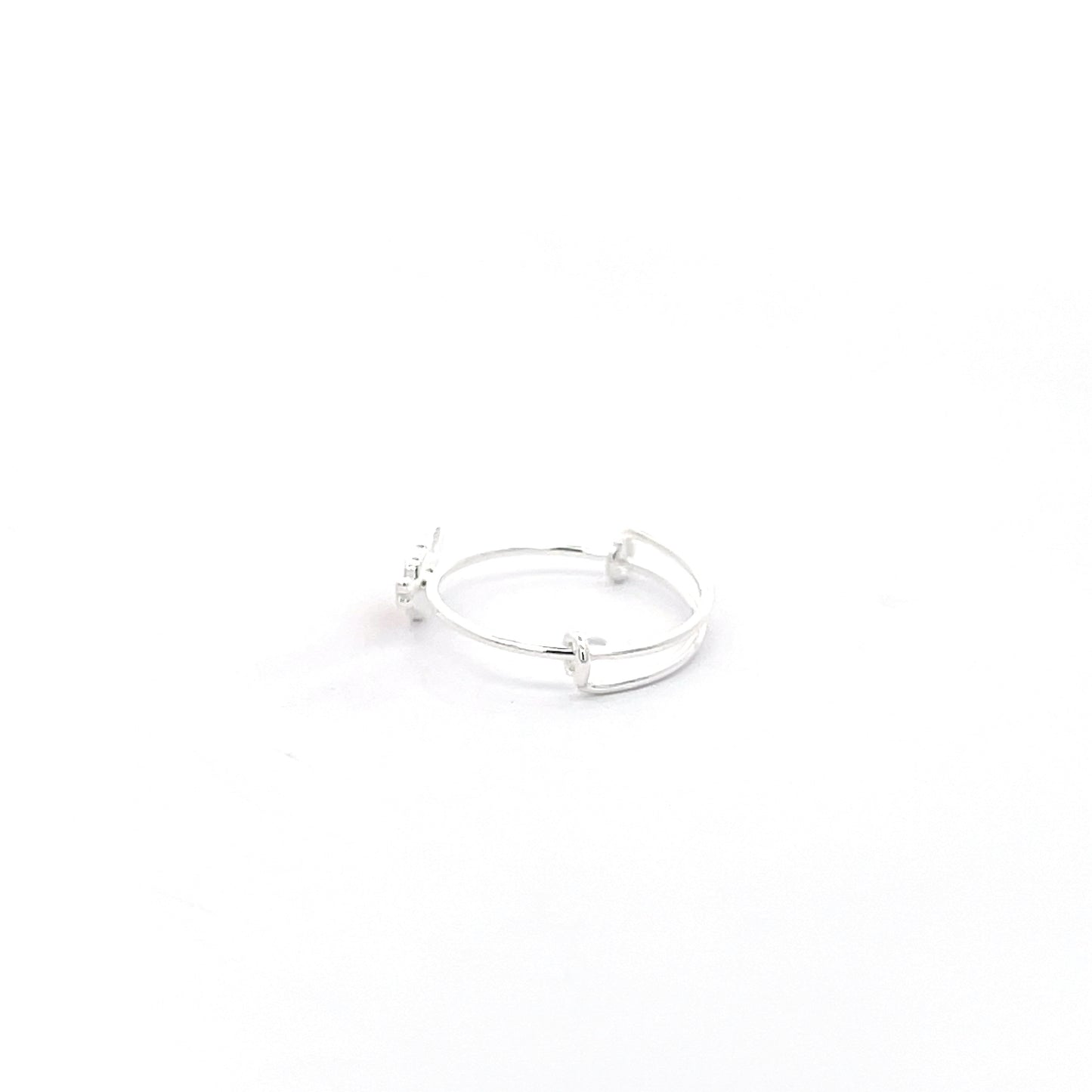 925 Silver Kids Adjustable Ring with Red Heart Accent