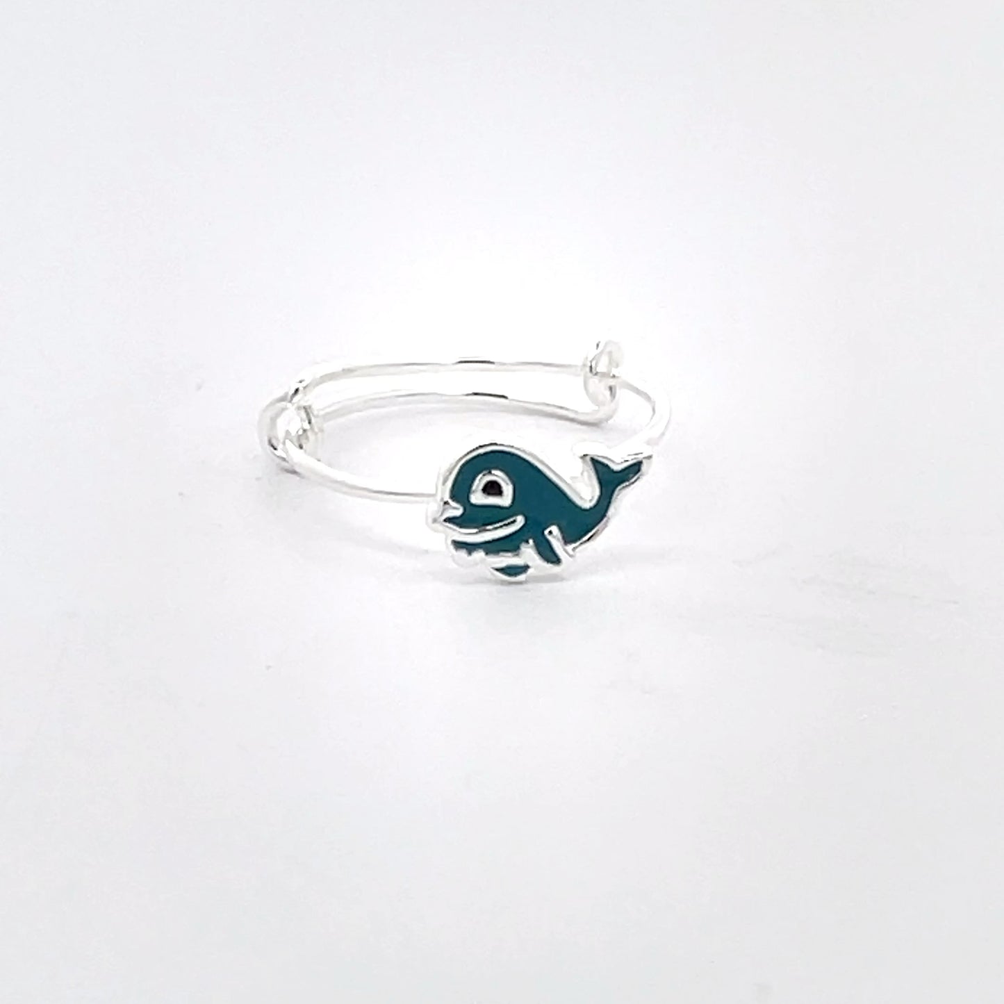 925 Silver Kids Toe Ring with Blue Dolphin Motif