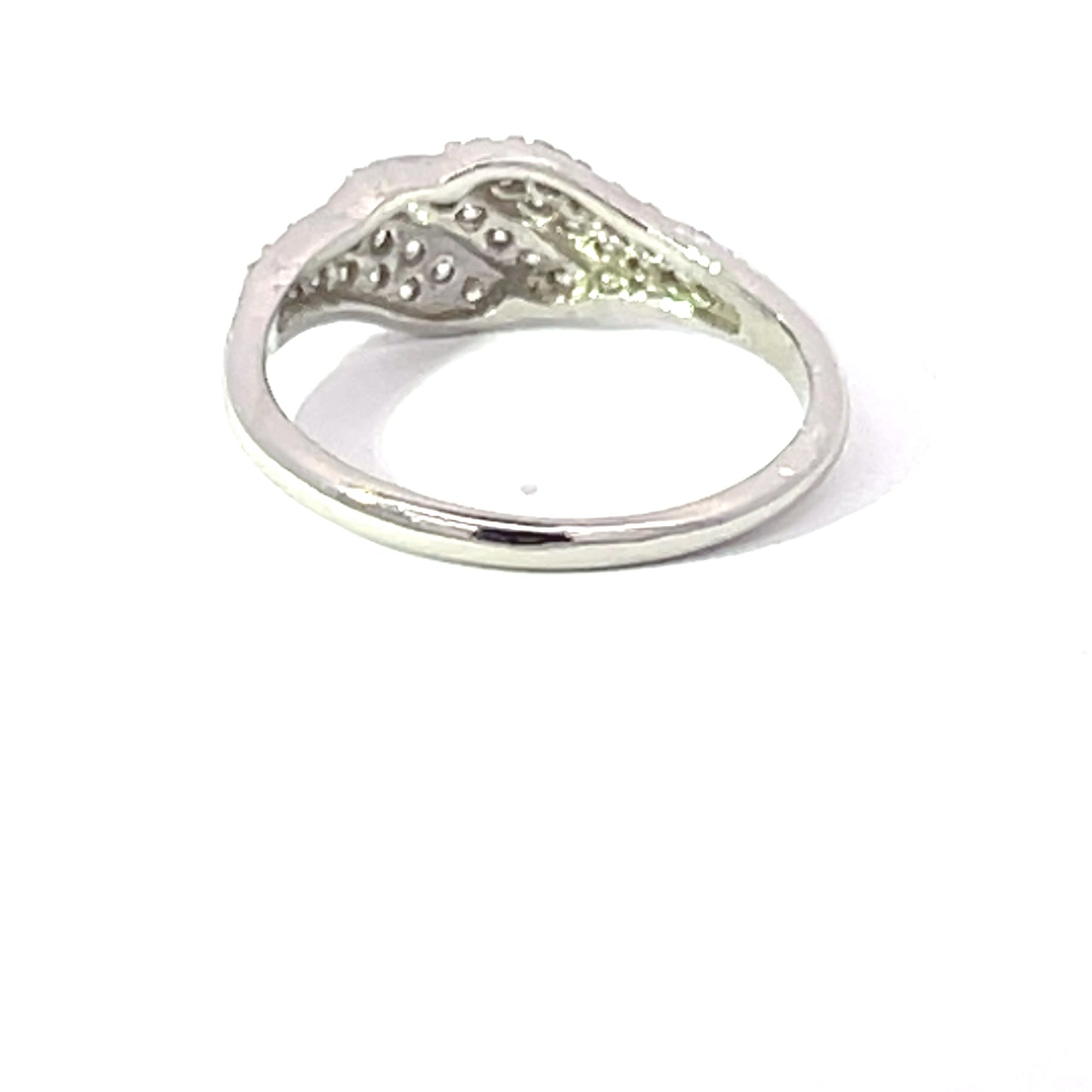 925 Silver Leaf Ring with Cubic Zirconia Accents