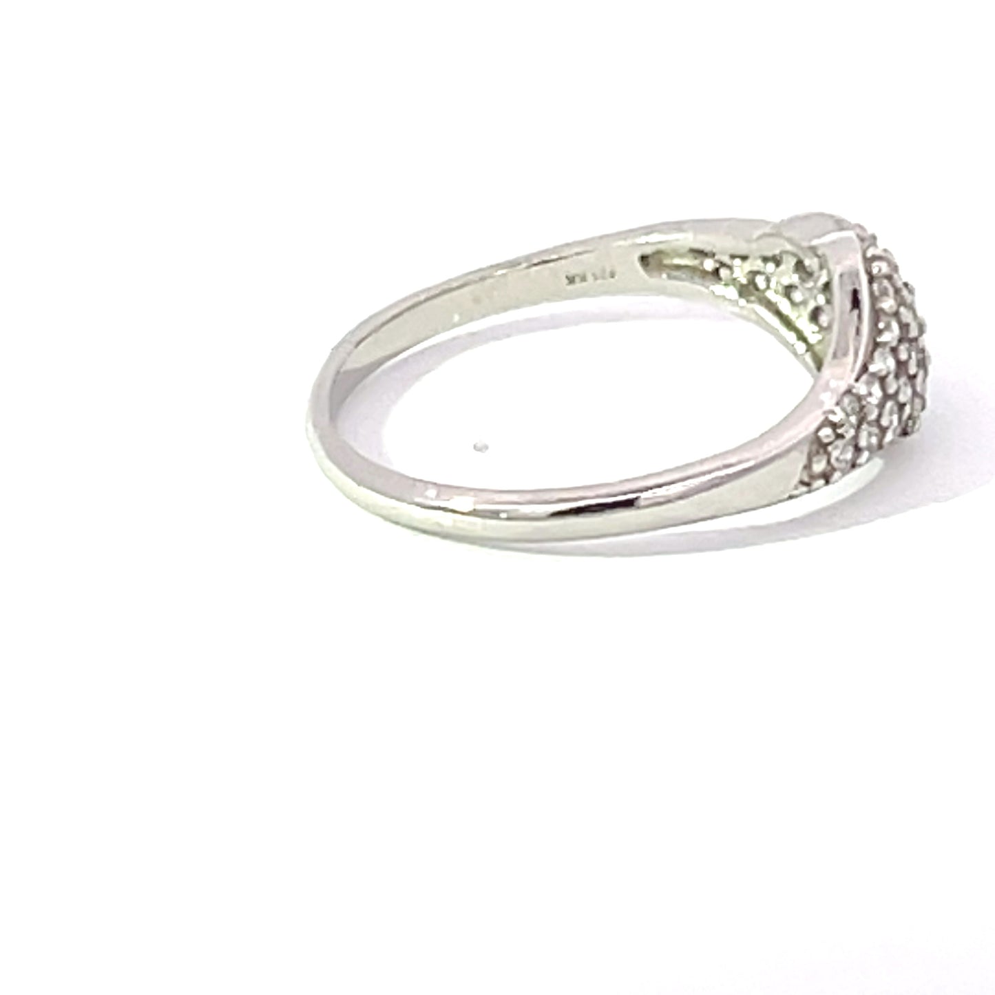 925 Silver Leaf Ring with Cubic Zirconia Accents
