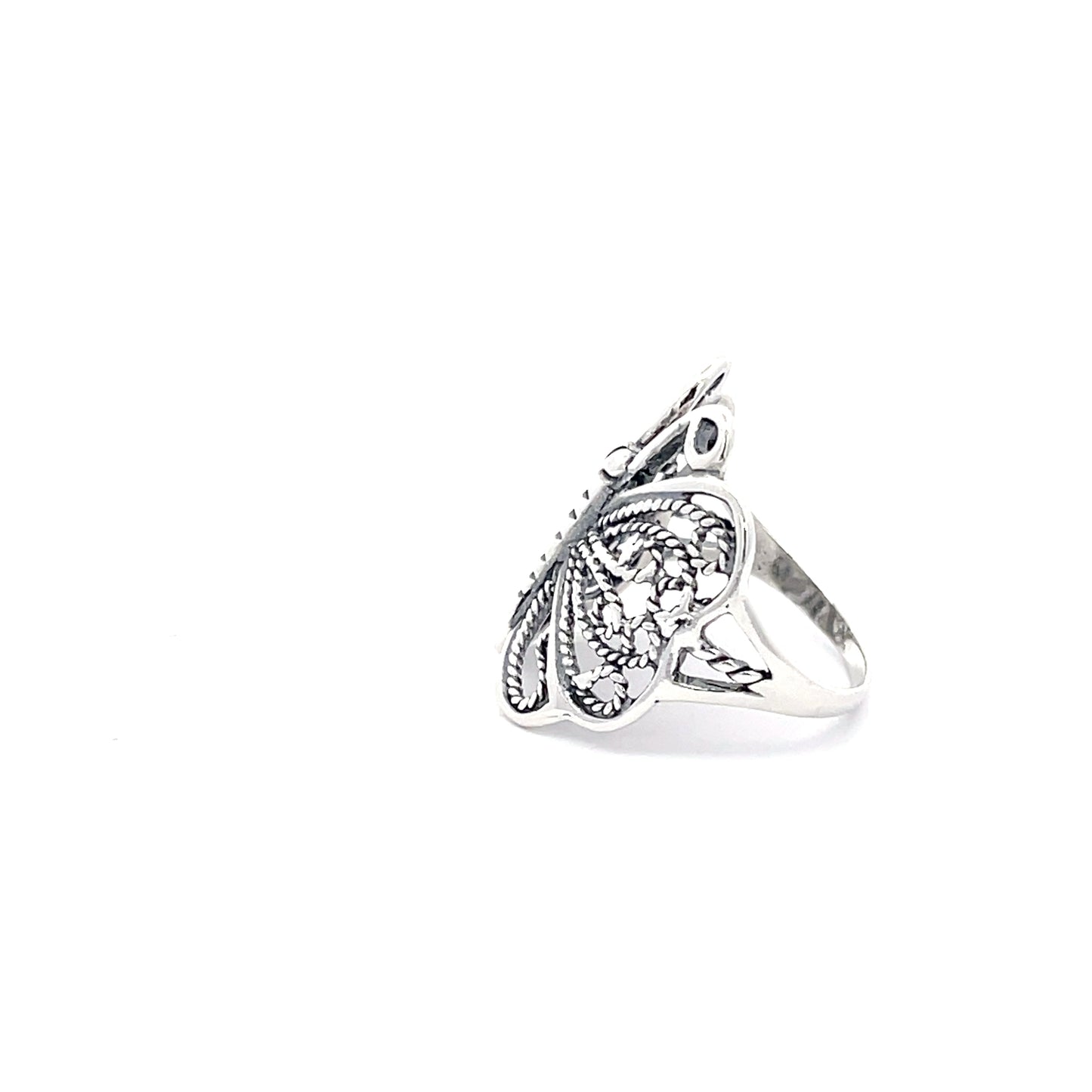 925 Silver Filigree Butterfly Statement Ring